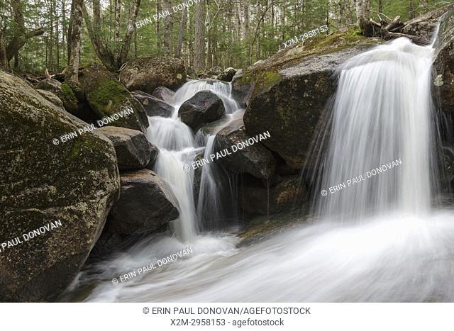 Cascade on Whitehouse Brook in Franconia Notch of Lincoln, New Hampshire on a spring day