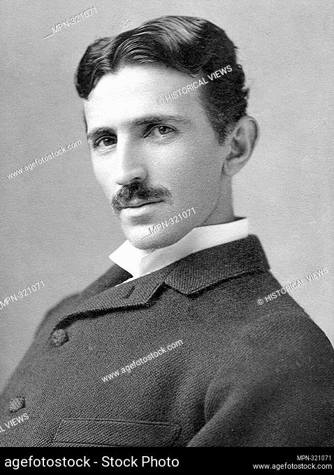 Nikola Tesla portrait at the age of 34. Nikola Tesla (1856-1943) was an American nationalized Serbian inventor, electrical engineer and mechanical engineer