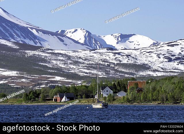 sailing boat in spring, june 2020 | usage worldwide. - Kvalöya/Troms/Norway