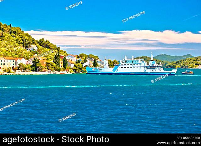 Zadar archipelago. Small island of Osljak ferry port and waterfront view, Zadar archipelago in Dalmatia region of Croatia