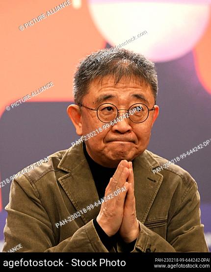 18 February 2023, Berlin: Zhang Lu, director and screenwriter, arrives at the press conference for the film ""Bai Ta Zhi Guang"" (The Shadowless Tower) at the...