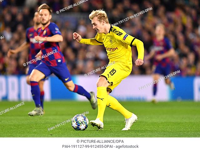 27 November 2019, Spain, Barcelona: Soccer: Champions League, Group stage, Group F, 5th matchday, FC Barcelona - Borussia Dortmund at Camp Nou