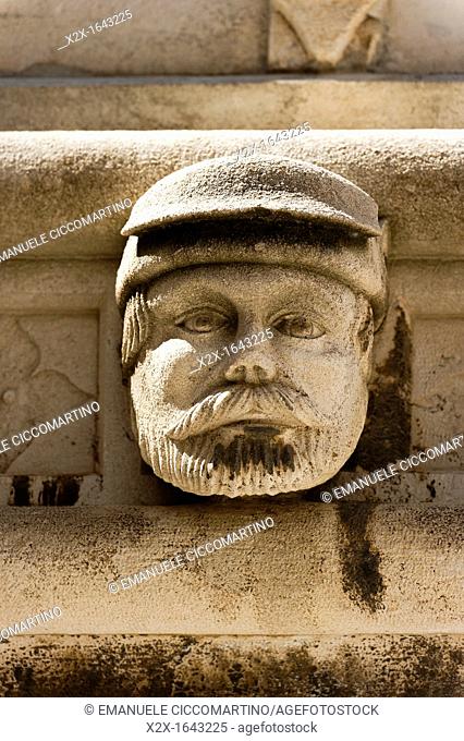 High relief of face, 'Katedrala Sv  Jakova' St  James Cathedral, town of Sibenik, Dalmatia region, Croatia, Europe