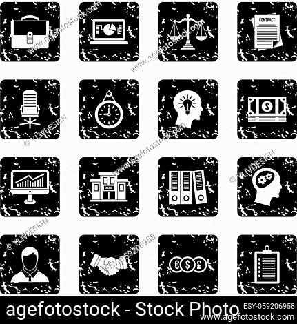 Banking icons set icons in grunge style isolated on white background. Vector illustration