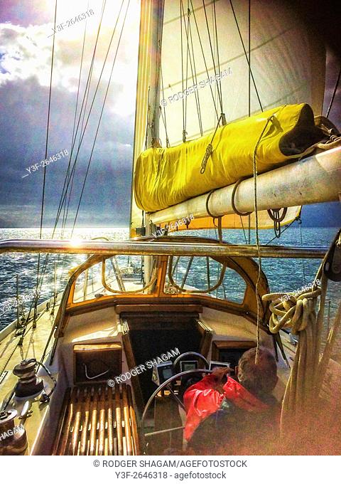 Sailing. A slow cruise on a light breeze
