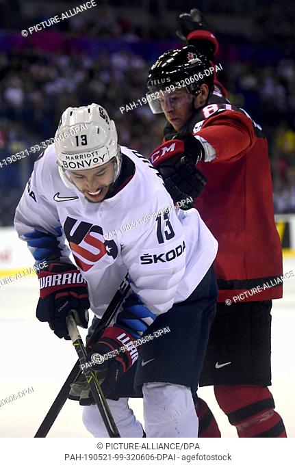 21 May 2019, Slovakia, Kosice: Ice hockey: World Championship, Canada - USA, preliminary round, Group A, 7th matchday in the Steel Arena