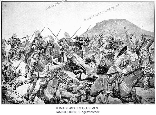 Charge of the 5th Lancers at the Battle of Elandslaagte  After drawing by R  Caton Woodville  Boer War