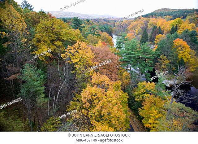 Autumn Colors on the Connecticut River. A view of the Autumn landscape on the Connecticut River in Western Massachusetts. USA