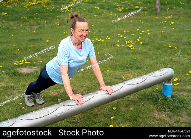 Senior, sports, outdoor exercise