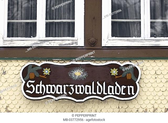 Germany, Black forest, Triberg, House, detail, sign  'Schwarzwaldladen2 Europe, Baden-Württemberg, South Black forest, buildings, Black forest house