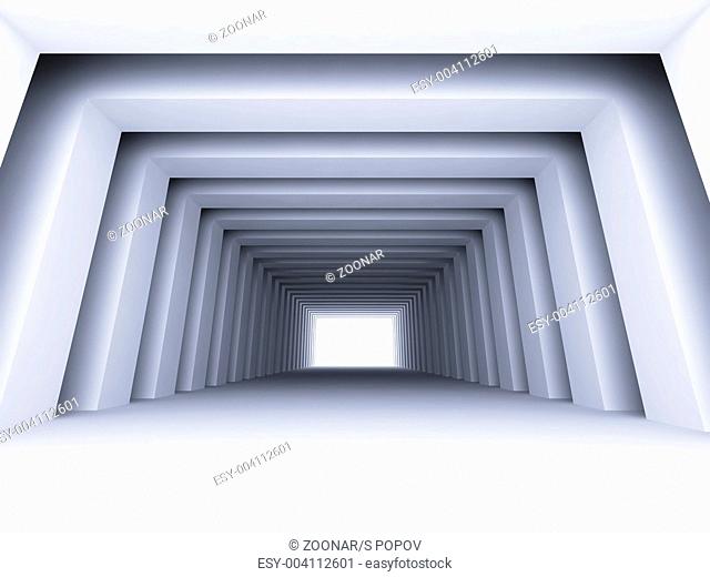 shined corridor with columns and light making the