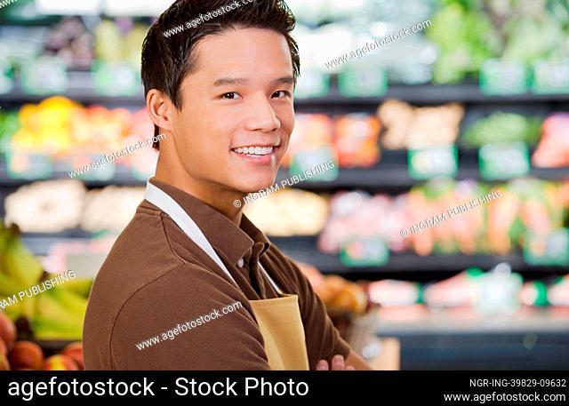 Portrait of a supermarket sales assistant