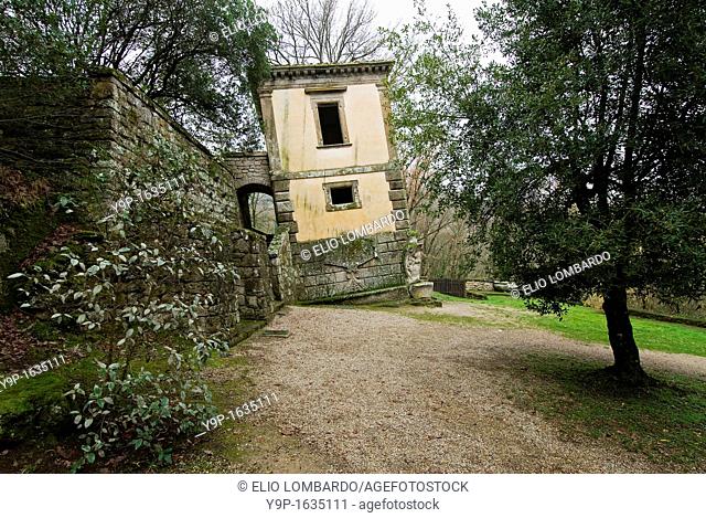 The Leaning House, Parco dei Mostri monumental complex, Bomarzo, Viterbo, Lazio Italy