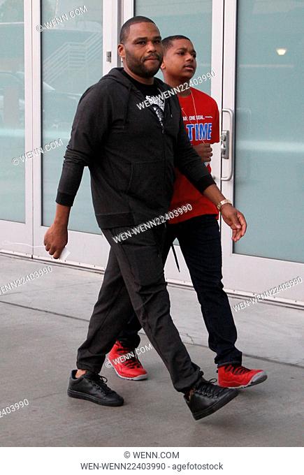 Star of ABC's Black-ish, Anthony Anderson takes his son to the Staples Center in Los Angeles Featuring: Anthony Anderson Where: Los Angeles, California
