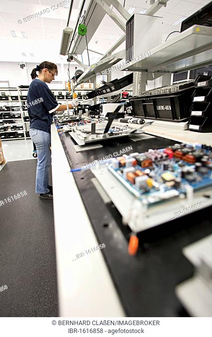 Loewe AG, production of high class television sets, conductor boards, Kronach, Bavaria, Germany, Europe