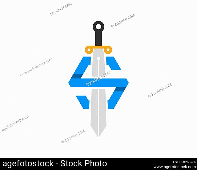 Simple knight sword with S letter initial