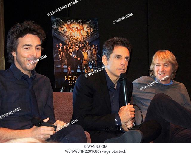 'Night at the Museum: Secret of the Tomb' - Press Conference Featuring: Ben Stiller, Shawn Levy, Owen Wilson Where: New York City, New York