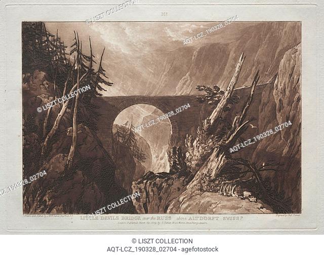 Liber Studiorum: Little Devil's Bridge over the Russ, above Altdorft, Swiss. Joseph Mallord William Turner (British, 1775-1851). Etching and mezzotint