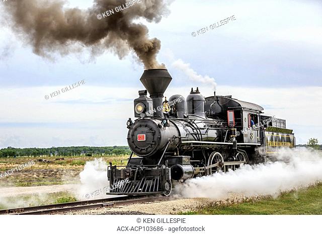 Vintage steam locomotive No.3 of the Prairie Dog Central Railway, Winnipeg, Manitoba, Canada
