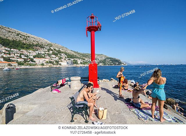 Porporela pier and breakwater in the Old Town Harbour in Dubrovnik city, Croatia