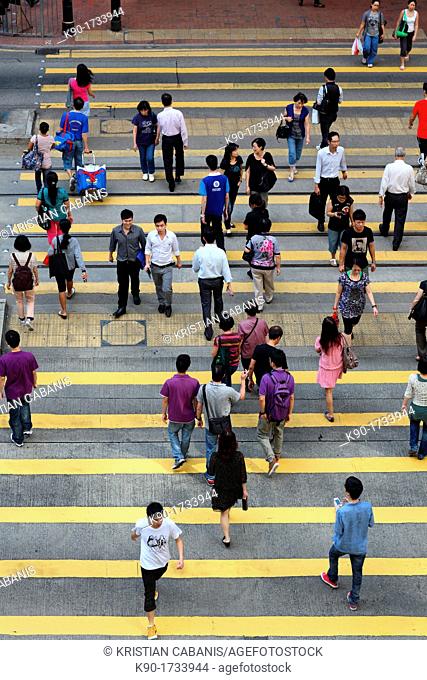 Pedestrian crossing, Hong Kong, China, Asia