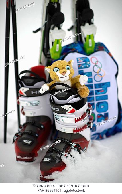 (ILLUSTRATION) An illustration shows the leopard (one of the three official Olympic Winter Games mascots: leopard, polar bear and hare) standing next to a...