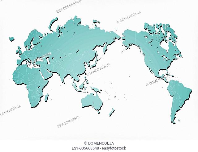 World map illustration with shadows