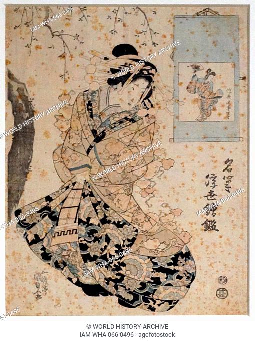 Ukiyo Matabei (Meishitsu ukiyo-e kagami) by Utagawa Kunisada (1786-1865) Japanese designer of ukiyo-e woodblock prints. Dated 1820