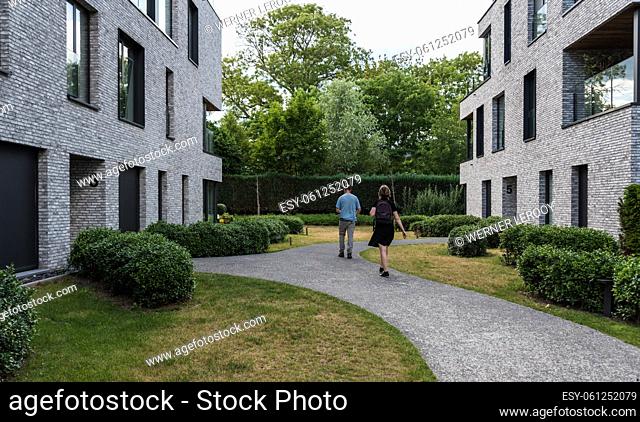 Ghent, Flanders, Belgium - 06 13 2020 Contemporary apartment blocks in the suburbs