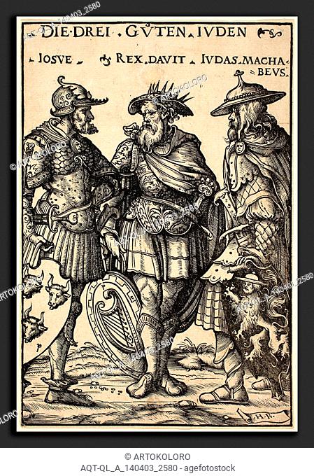Hans Burgkmair I (German, 1473 - 1531), Joshua, David and Judas Maccabaeus, 1516, woodcut