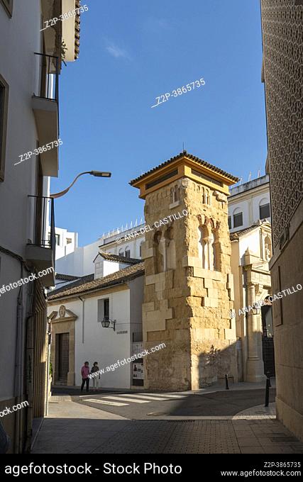 Cordoba Andalusia Spain St John old minaret now Catholic church tower detail San Juan