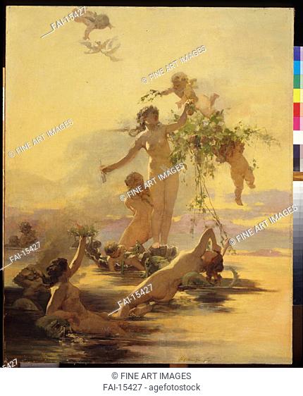Naiads. Siemiradzki, Henryk (1843-1902). Oil on canvas. Academic art. State Regional I. Pozhalostin Art Museum, Ryasan. 100, 5x81, 5. Painting