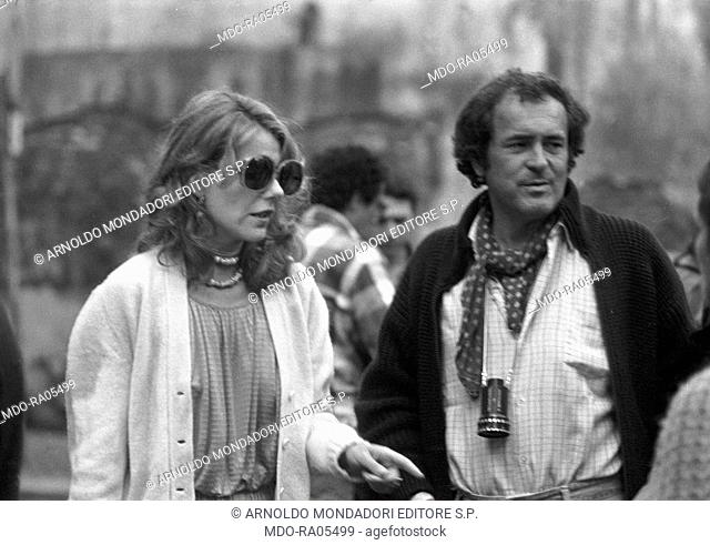 Italian director Bernardo Bertolucci and American actress Jill Clayburgh on the set of the film La luna. Rome, 1979