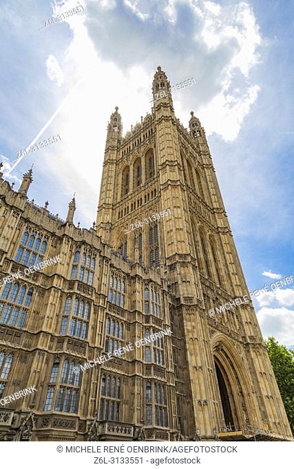 Parliament House at the Palace of Westminster at the House of Commons and House of Lords in London England