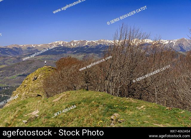 Comanegra summit views, the highest point of La Garrotxa (Girona province, Catalonia, Spain, Pyrenees)