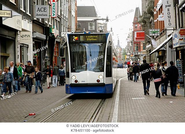 Tram on Leidsestraat, Amsterdam, Holland