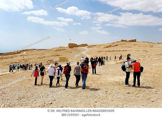 Tourists at the Jewish Masada Fortress, UNESCO World Heritage Site, West Bank, Israel, Middle, East