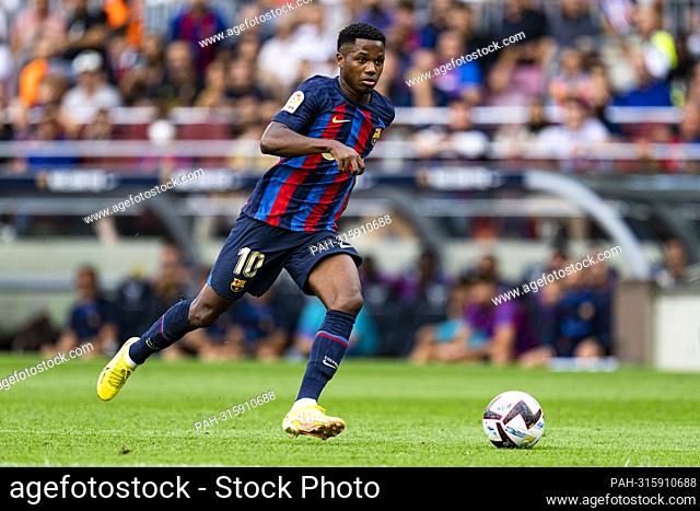 Ansu Fati (FC Barcelona) in action during La Liga football match between FC Barcelona and Elche CF, at Camp Nou Stadium in Barcelona, Spain, on September 17
