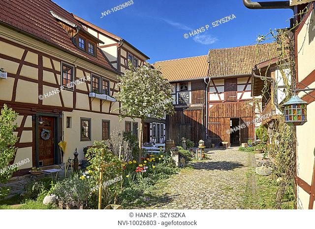 Traditional farmhouse in Nordheim vor der Rhoen, Rhoen Grabfeld, Lower Franconia, Bavaria, Germany