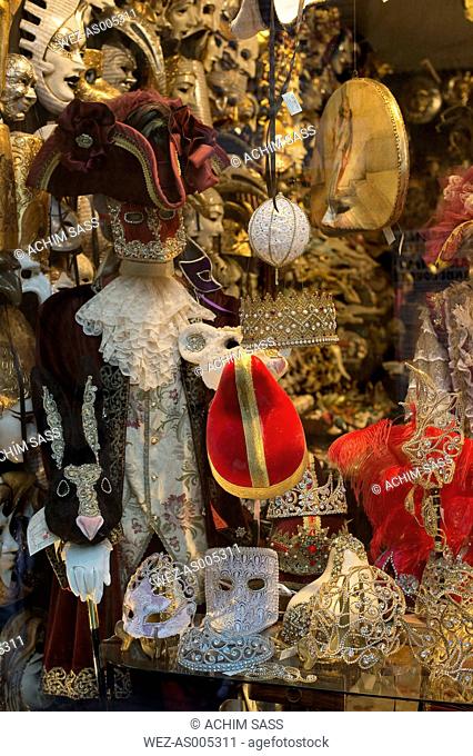 Italy, Venice, Venecian masks in shop