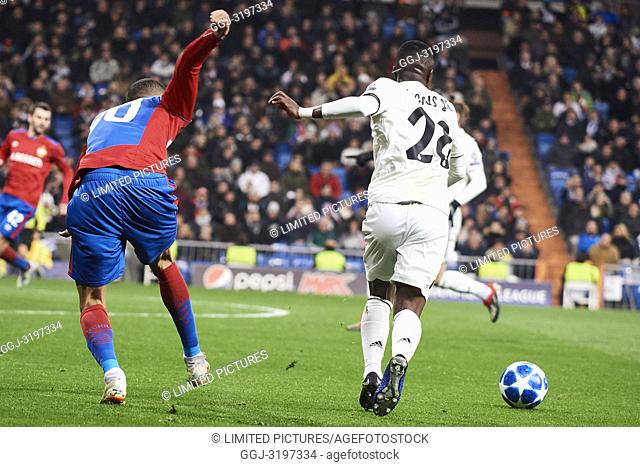 Vinicius Junior (forward; Real Madrid) in action during the UEFA Champions League match between Real Madrid and PFC CSKA Moscva at Santiago Bernabeu on December...