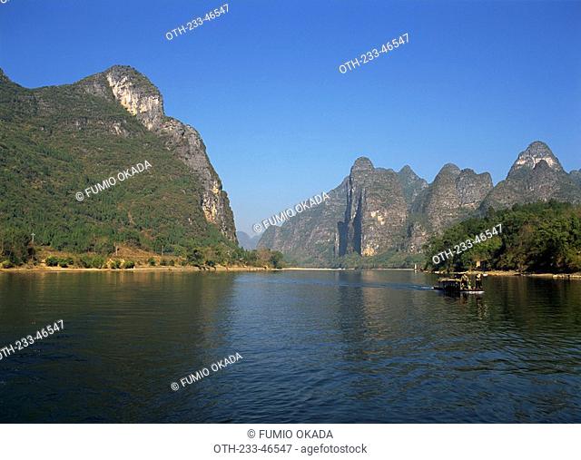 Mountainscape along Lijiang river, Guilin, China