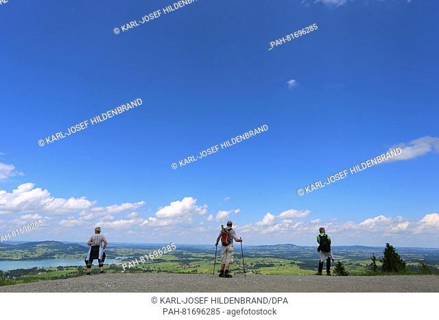 Hikers enjoying the view from Buchenberg mountain near Buching, Germany, 1 July 2016. PHOTO: KARL-JOSEF HILDENBRAND/dpa | usage worldwide
