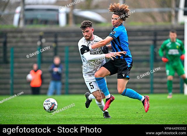 Lierse's Brent Laes and Club NXT's Chemsdine Talbi fight for the ball during a soccer match between Club NXT (Club Brugge U23) and Lierse Kempenzonen