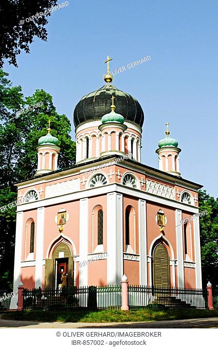 Russian-orthodox church Alexander Newski in the Russian colony Alexandrowka, Potsdam, Brandenburg, Germany, Europe