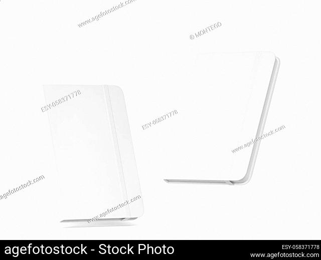 Blank notebook with elastic band closure mockup. 3d illustration isolated on white background