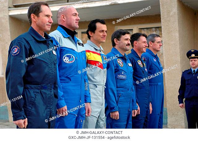 The Expedition 8 prime and backup crews for this Saturday's launch of a Soyuz TMA-3 vehicle to the International Space Station (ISS) participate in the...