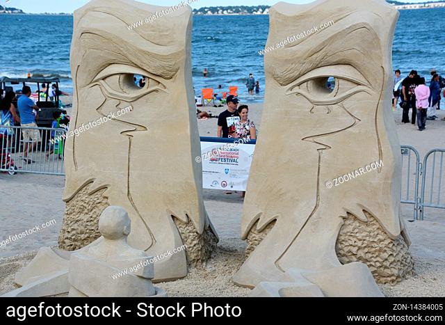 Sand sculptures at Revere Beach 2019 International Sand Sculpting Festival in Massachusetts USA