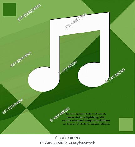 Music note. Flat modern web design on a flat geometric abstract background