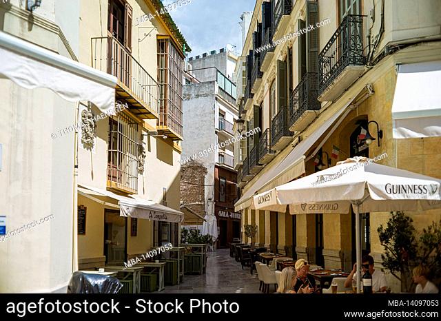 malaga, andalusia, spain: some impressions of the historic center of malaga city on a warm day in spring